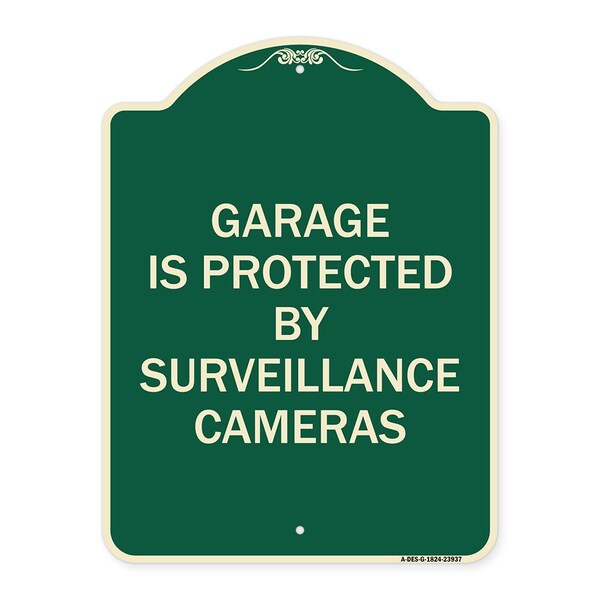 Signmission Garage Is Protected by Surveillance Cameras Heavy-Gauge Aluminum Sign, 24" H, G-1824-23937 A-DES-G-1824-23937 - main
